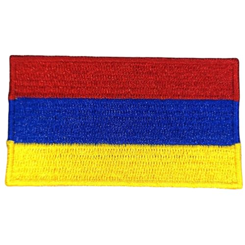 All Country Flag Patches, Embroidered Iron On/Sew On National Flags, World Country Badge Appliques Travel Souvenir Patch for Jacket, Rucksack, Hat, DIY Craft 7 x 4 cm (Armenia Flag) von Generisch