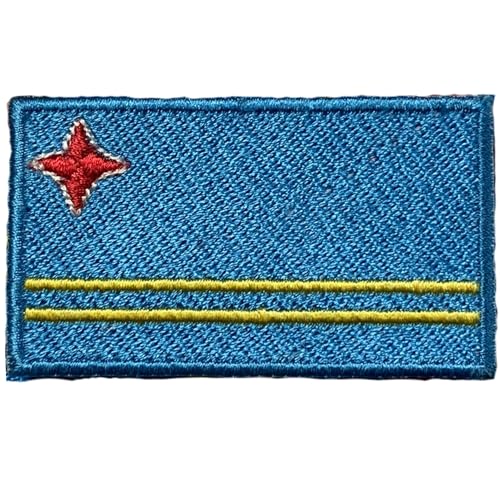 All Country Flag Patches, Embroidered Iron On/Sew On National Flags, World Country Badge Appliques Travel Souvenir Patch for Jacket, Rucksack, Hat, DIY Craft 7 x 4 cm (Aruba Flag) von Generisch
