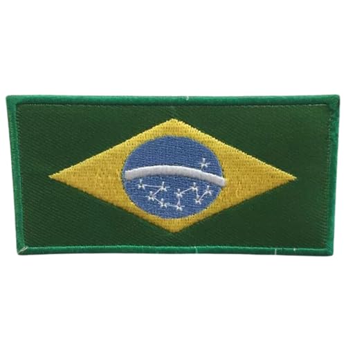 All Country Flag Patches, Embroidered Iron On/Sew On National Flags, World Country Badge Appliques Travel Souvenir Patch for Jacket, Rucksack, Hat, DIY Craft 7 x 4 cm (Brasilien Flagge) von Generisch