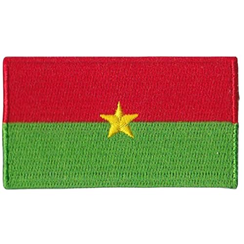 All Country Flag Patches, Embroidered Iron On/Sew On National Flags, World Country Badge Appliques Travel Souvenir Patch for Jacket, Rucksack, Hat, DIY Craft 7 x 4 cm (Burkina Faso Flag) von Generisch