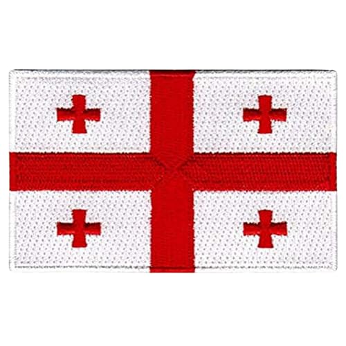 All Country Flag Patches, Embroidered Iron On/Sew On National Flags, World Country Badge Appliques Travel Souvenir Patch for Jacket, Rucksack, Hat, DIY Craft 7 x 4 cm (Georgia Flag) von Generisch