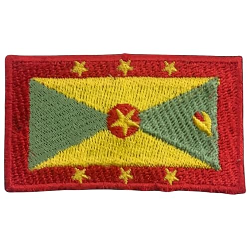 All Country Flag Patches, Embroidered Iron On/Sew On National Flags, World Country Badge Appliques Travel Souvenir Patch for Jacket, Rucksack, Hat, DIY Craft 7 x 4 cm (Grenada Flagge) von Generisch