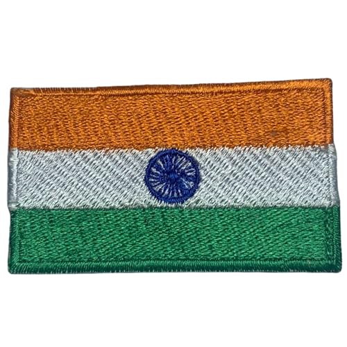 All Country Flag Patches, Embroidered Iron On/Sew On National Flags, World Country Badge Appliques Travel Souvenir Patch for Jacket, Rucksack, Hat, DIY Craft 7 x 4 cm (India Flag) von Generisch