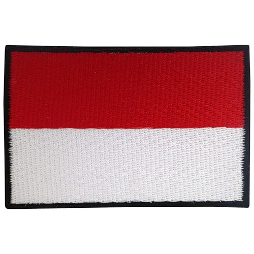 All Country Flag Patches, Embroidered Iron On/Sew On National Flags, World Country Badge Appliques Travel Souvenir Patch for Jacket, Rucksack, Hat, DIY Craft 7 x 4 cm (Indonesien Flagge) von Generisch