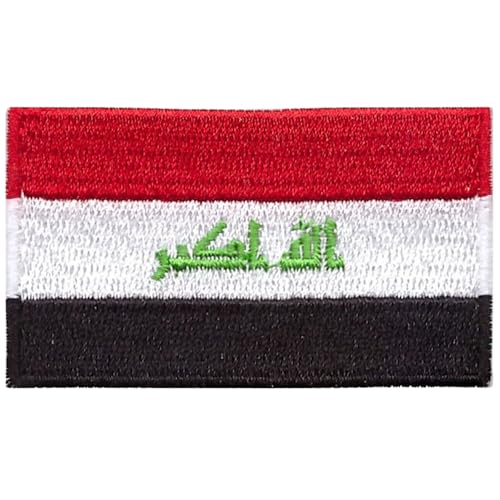 All Country Flag Patches, Embroidered Iron On/Sew On National Flags, World Country Badge Appliques Travel Souvenir Patch for Jacket, Rucksack, Hat, DIY Craft 7 x 4 cm (Irak Flagge) von Generisch