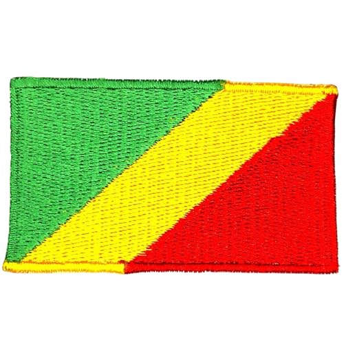 All Country Flag Patches, Embroidered Iron On/Sew On National Flags, World Country Badge Appliques Travel Souvenir Patch for Jacket, Rucksack, Hat, DIY Craft 7 x 4 cm (Kongo Flagge) von Generisch