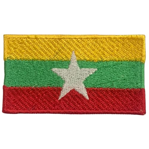All Country Flag Patches, Embroidered Iron On/Sew On National Flags, World Country Badge Appliques Travel Souvenir Patch for Jacket, Rucksack, Hat, DIY Craft 7 x 4 cm (Myanmar-Flagge) von Generisch