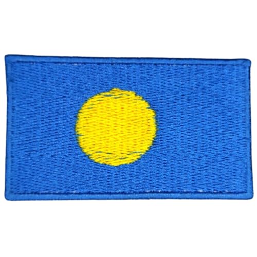 All Country Flag Patches, Embroidered Iron On/Sew On National Flags, World Country Badge Appliques Travel Souvenir Patch for Jacket, Rucksack, Hat, DIY Craft 7 x 4 cm (Palau Flagge) von Generisch
