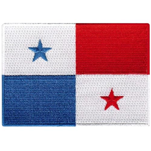 All Country Flag Patches, Embroidered Iron On/Sew On National Flags, World Country Badge Appliques Travel Souvenir Patch for Jacket, Rucksack, Hat, DIY Craft 7 x 4 cm (Panama Flagge) von Generisch