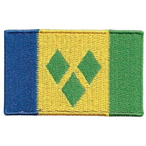 All Country Flag Patches, Embroidered Iron On/Sew On National Flags, World Country Badge Appliques Travel Souvenir Patch for Jacket, Rucksack, Hat, DIY Craft 7 x 4 cm (Saint Vincent Flag) von Generisch