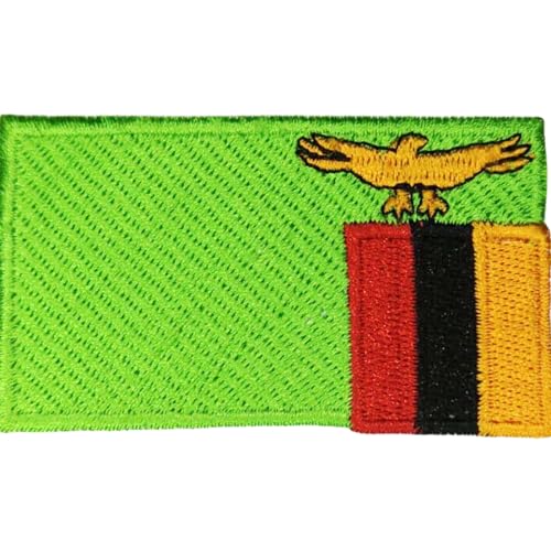 All Country Flag Patches, Embroidered Iron On/Sew On National Flags, World Country Badge Appliques Travel Souvenir Patch for Jacket, Rucksack, Hat, DIY Craft 7 x 4 cm (Sambia Flag) von Generisch