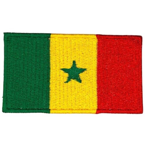 All Country Flag Patches, Embroidered Iron On/Sew On National Flags, World Country Badge Appliques Travel Souvenir Patch for Jacket, Rucksack, Hat, DIY Craft 7 x 4 cm (Senegal Flagge) von Generisch