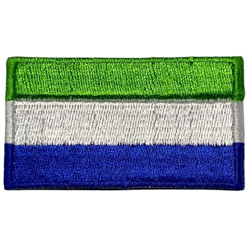 All Country Flag Patches, Embroidered Iron On/Sew On National Flags, World Country Badge Appliques Travel Souvenir Patch for Jacket, Rucksack, Hat, DIY Craft 7 x 4 cm (Sierra Leone Flag) von Generisch