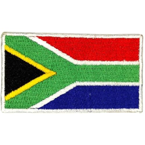 All Country Flag Patches, Embroidered Iron On/Sew On National Flags, World Country Badge Appliques Travel Souvenir Patch for Jacket, Rucksack, Hat, DIY Craft 7 x 4 cm (Südafrika Flagge) von Generisch