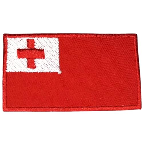 All Country Flag Patches, Embroidered Iron On/Sew On National Flags, World Country Badge Appliques Travel Souvenir Patch for Jacket, Rucksack, Hat, DIY Craft 7 x 4 cm (Tonga Flag) von Generisch