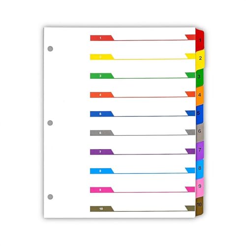 Alphabet-Trennblätter für 3-Ringordner, 200 g/m² dick, mehrfarbig, ABC-Registerkarten mit Inhaltsseite für A4/Buchstaben-3-Ringbücher (A) von Generisch