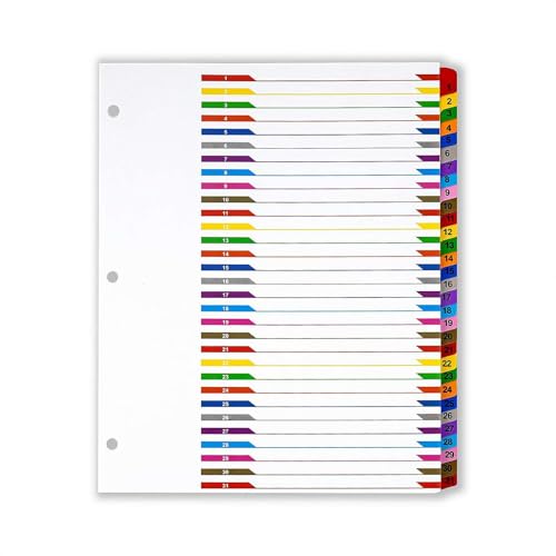Alphabet-Trennblätter für 3-Ringordner, 200 g/m² dick, mehrfarbig, ABC-Registerkarten mit Inhaltsseite für A4/Buchstaben-3-Ringbücher (C) von Generisch