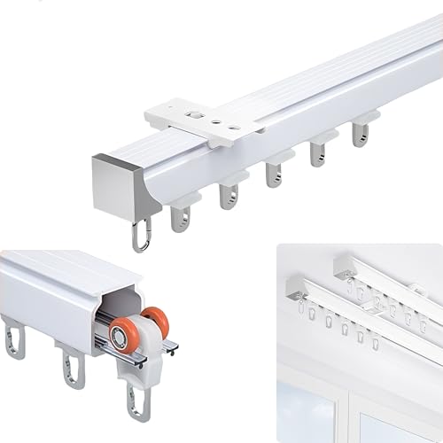 Alu Gleiter für Gardinenschiene 1 Läufig Vorhangschiene mit Leisen Rollen, Decken-oder Wandmontage Schiene Leise für Vorhang, Vorhangschienensystem(Ceiling Mount,2.8m(9.2ft)) von Generisch