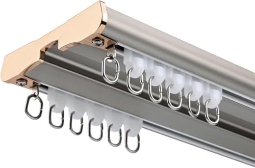 Aluminium-Deckenschiene, Vorhangschiene, strapazierfähig, doppelte Vorhangschiene, geeignet für Wohnzimmer, Badezimmer, Schlafzimmer, Trennwand, Deckenschienen-Set von Generisch