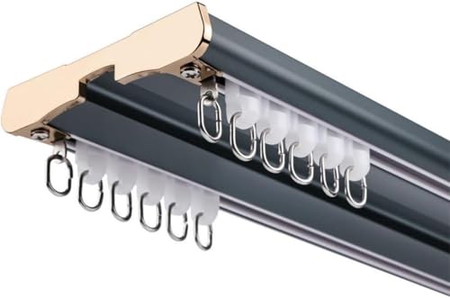 Aluminium-Deckenschiene, Vorhangschiene, strapazierfähig, doppelte Vorhangschiene, geeignet für Wohnzimmer, Badezimmer, Schlafzimmer, Trennwand, Deckenschienen-Set von Generisch