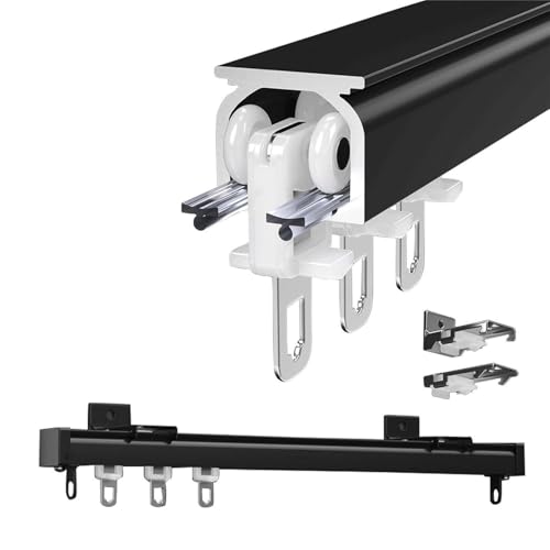Aluminium-Deckenvorhangschiene, vielseitige Wand- oder Deckenbefestigung für Fenster- & Raumteiler-Vorhänge, komplettes Schienensystem mit Laufschienen, 360 cm Länge Aluminium-Deckenvorhangschiene, vielseitige Wand- oder Deckenbefestigung für Fenster- & Raumteiler-Vorhänge, komplettes Schienensystem mit Laufschienen, 360 cm Länge von Generisch