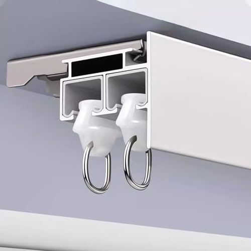 Aluminium-Doppelschiene für einlagige Vorhänge, Wand- oder Deckenmontage, perfekt für Wohnmobile, Balkone, Pavillons und Verdunkelungsvorhänge. Aluminium-Doppelschiene für einlagige Vorhänge, Wand- oder Deckenmontage, perfekt für Wohnmobile, Balkone, Pavillons und Verdunkelungsvorhänge. von Generisch