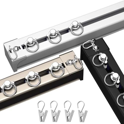 Aluminium Vorhangschiene Decken- und Wandmontage Raumteiler Gardinenschiene Deckenmontage Gardinen Schienensystem für Balkon, Privatsphäre, mit Metall-Gardinen-Clips(White,300cm) von Generisch
