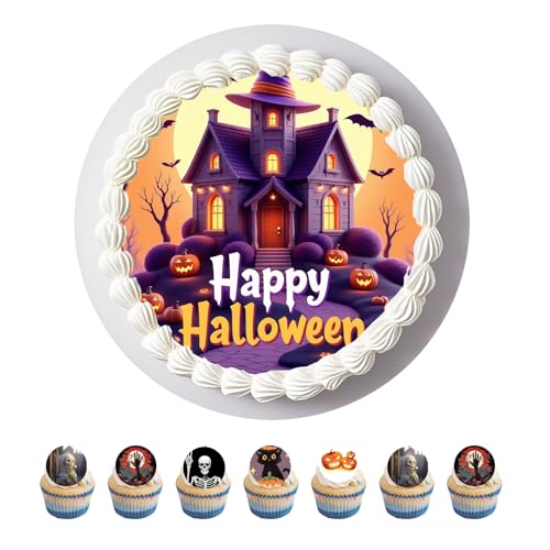 Anemowind 11 Stück Essbare Schloss kuchen Deko für Halloween Gruselige Kekse Dekoration mit Horror Elementen Ideal für Halloween Partyzubehör Tanzparty und Cupcake topper von Generisch