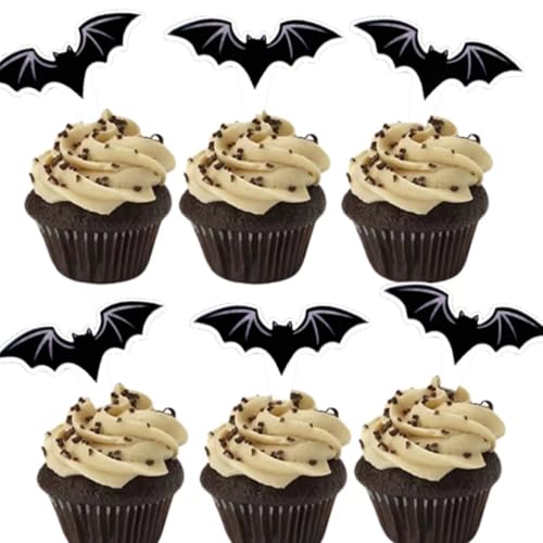 Anemowind 30 Stück Doppelseitiges Fledermaus Cupcake Topper Halloween Kuchen Dekoration Terror Themen party Dekoration Anemowind 30 Stück Doppelseitiges Fledermaus Cupcake Topper Halloween Kuchen Dekoration Terror Themen party Dekoration von Generisch