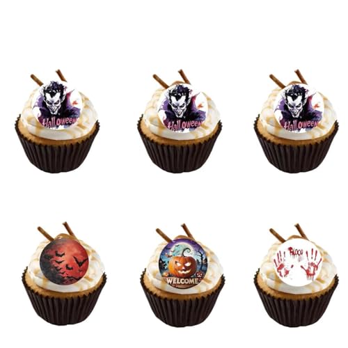 Anemowind 40 Essbare Halloween Vampire cupcake topper Horror Thema Kuchen Dekoration mit Vampiren und Blut, klassischer Halloween Kürbis Kuchen Topper Geeignet für HalloweenParty Dekoration von Generisch