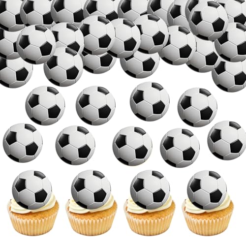 Anemowind 40 Stück Fußball Kuchen Deko Essbare Cupcake Topper für Geburtstagstorten Sport Party Decoration von Generisch