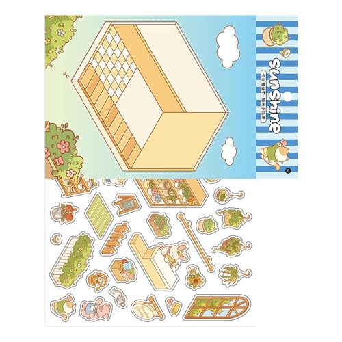 Anime-Aufkleber | Blumenzimmer-Bibliothekszenen-Aufkleber – Miniatur-Szenen, Junk-Tagebuch-Ausschnitte, -visuelle Szenen-Aufkleber-Sammlung für Journaling-Zubehör von Generisch