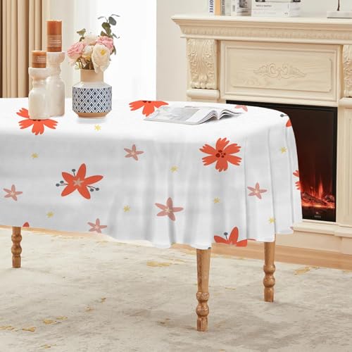 Anlage Tischdecke Abwaschbar Oval, Gartentischdecke für Outdoor Blumen, Tischdecke Rot Wasserabweisend, Tischtuch für Küche, Restaurant, Hochzeit, Bankett (110x140 cm) A71 von Generisch