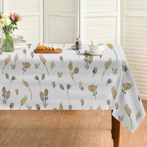 Anlage Tischdecke Abwaschbar Rechteckig, Gartentischdecke für Outdoor Blumen, Tischdecke Gelb Wasserabweisend, Tischtuch für Küche, Restaurant, Hochzeit, Bankett (160x360 cm) A66 von Generisch
