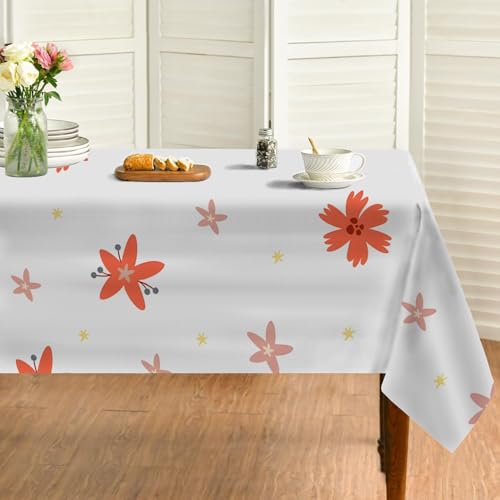 Anlage Tischdecke Abwaschbar Rechteckig, Gartentischdecke für Outdoor Blumen, Tischdecke Rot Wasserabweisend, Tischtuch für Küche, Restaurant, Hochzeit, Bankett (135x180 cm) A71 von Generisch