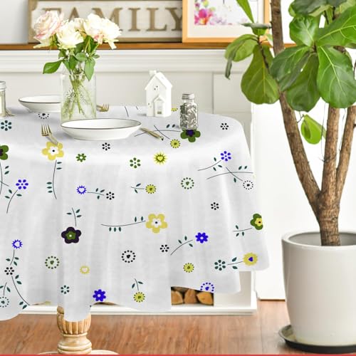Anlage Tischdecke Abwaschbar Rund, Gartentischdecke für Outdoor Blumen, Tischdecke Weiß Wasserabweisend, Tischtuch für Küche, Restaurant, Hochzeit, Bankett (180x180 cm) A70 von Generisch