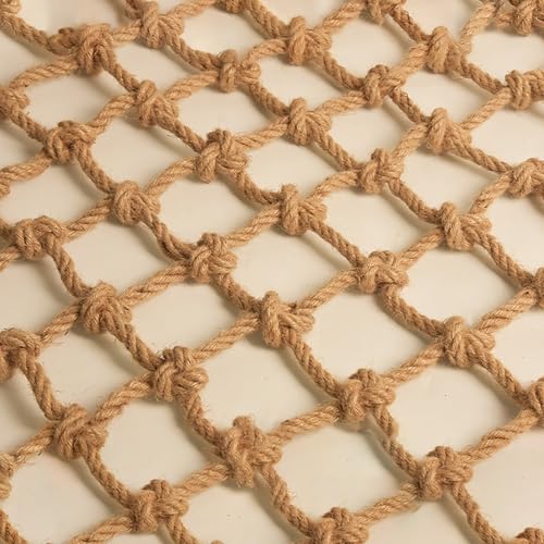 Anpassbares, strapazierfähiges Juteseil Kletternetz für Kinder und Erwachsene – handgewebtes Sicherheitsnetz für Baumhäuser, Balkone, Treppen – langlebiges 3 x 16 mm Design zum Klettern und Schutz von Generisch