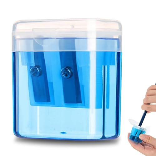 Anspitzer mit Behälter, Bunter Doppelloch-Bleistiftspitzer und Manueller Pencil Sharpener, Handheld Bleistiftspitzer für Dicke und Dünne Stifte, Anspitzer Kinder, Dosenspitzer für Schule Büro (Blau) Anspitzer mit Behälter, Bunter Doppelloch-Bleistiftspitzer und Manueller Pencil Sharpener, Handheld Bleistiftspitzer für Dicke und Dünne Stifte, Anspitzer Kinder, Dosenspitzer für Schule Büro (Blau) von Generisch
