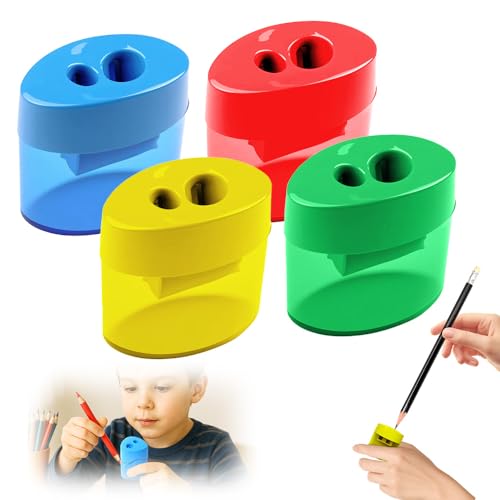 Anspitzer mit Behälter 4 Farben, Spitzer mit Dose Ergonomischer, Dosenspitzer Dicke und Dünne Stifte für Schule Bleistiftschneider für Holzbearbeitung Klassenzimmer, Büro (4 Pcs) von Generisch