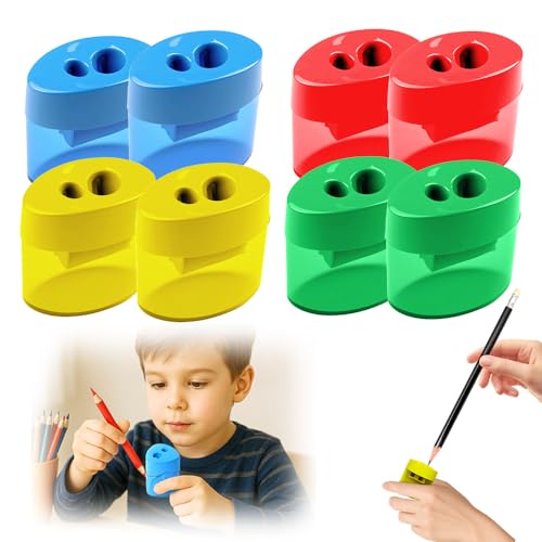 Anspitzer mit Behälter 4 Farben, Spitzer mit Dose Ergonomischer, Dosenspitzer Dicke und Dünne Stifte für Schule Bleistiftschneider für Holzbearbeitung Klassenzimmer, Büro (8 Pcs) von Generisch