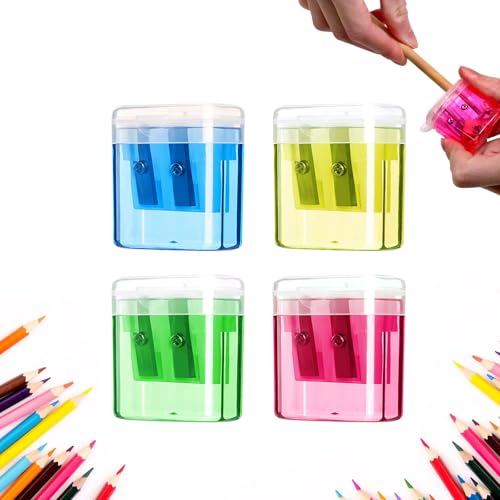 Anspitzer mit Behälter 4 Stück 4 Farben, Anspitzer mit Doppellöchern und Deckel, Handheld Bleistiftspitzer für Dicke und Dünne Stifte, Anspitzers Kinder, Dosenspitzer für Schule Büro Anspitzer mit Behälter 4 Stück 4 Farben, Anspitzer mit Doppellöchern und Deckel, Handheld Bleistiftspitzer für Dicke und Dünne Stifte, Anspitzers Kinder, Dosenspitzer für Schule Büro von Generisch