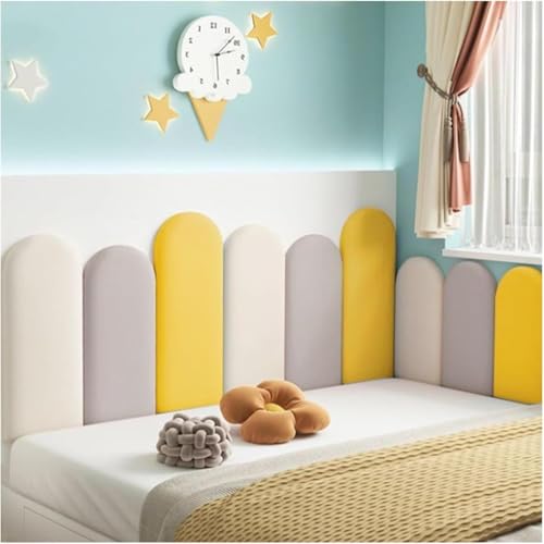 Anti-Kollisions-Wandpolsterung - Gepolsterte Wandpaneele für Schlafzimmer, Abziehen und Aufkleben, gepolsterte Kissen, selbstklebende 3D-Wandaufkleber, Wanddekoration von Generisch