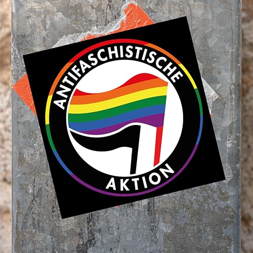 Antifaschistische Aktion 100x XL Sticker Regenbogen 10,5cm I Aufkleber gegen Rechts von Generisch