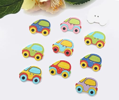 Apfelblüte | Knöpfe 19x25 mm Auto PKW Fahrzeug bunt Holz 5 Stück 2 Loch Holzknöpfe Holz Dekoknöpfe Knopf Kinderknöpfe Kinder Fahrzeuge Buben 25 mm 19 mm lackiert von Generisch