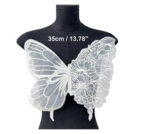 Applikationen mit Spitze und Pailletten, groß, bestickt, für Hochzeitskleider und Brautjungfernkleider (XXY-H5092-weiß) von Generisch