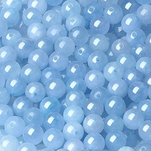 Aquamarin-Natursteinperlen, rund, loser Edelstein, für selbstgemachte Armbänder, Halsketten, Ohrringe, Schmuckherstellung, Polieren, 96 Stück, 2 Stränge, 81,3 cm Aquamarin-Natursteinperlen, rund, loser Edelstein, für selbstgemachte Armbänder, Halsketten, Ohrringe, Schmuckherstellung, Polieren, 96 Stück, 2 Stränge, 81,3 cm von Generisch