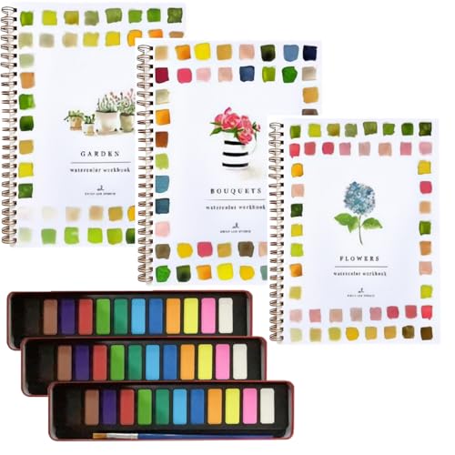 Aquarell-Arbeitsheft, Anfänger-Notizbuch, Aquarellbuch mit Farbe, 12 Farben mit Vögeln, Set mit Pinsel, für Kinder, Erwachsene, Teenager (Blumenheilung) von Generisch