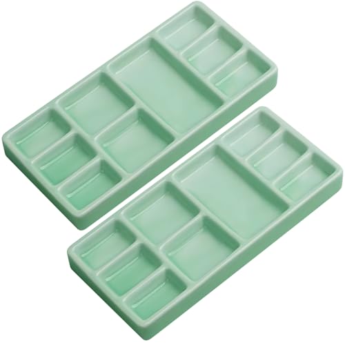 Aquarell-Mischpaletten-Set, Porzellan-Tablett mit Gitterfächern, 17,8 cm, Grün, 2-teiliges Set für Aquarell-Künstler Aquarell-Mischpaletten-Set, Porzellan-Tablett mit Gitterfächern, 17,8 cm, Grün, 2-teiliges Set für Aquarell-Künstler von Generisch