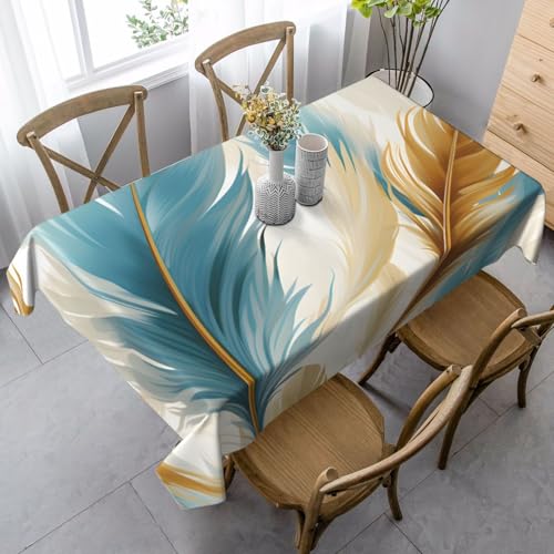 Aquarell-Tischdecke mit Federn, rechteckig, 140 x 90 cm, Bohemian-Tischdecke für Esstisch, knitterfreie Tischdecke für Zuhause, drinnen und draußen, Party-Dekoration Aquarell-Tischdecke mit Federn, rechteckig, 140 x 90 cm, Bohemian-Tischdecke für Esstisch, knitterfreie Tischdecke für Zuhause, drinnen und draußen, Party-Dekoration von Generisch