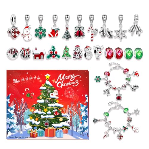 Armband mit Countdown-Kalender, Armband "Advent Weihnachten | Armband mit 22 Charms-Perlen, Countdown-Kalender, Schmuckherstellungsset Armband mit Countdown-Kalender, Armband "Advent Weihnachten | Armband mit 22 Charms-Perlen, Countdown-Kalender, Schmuckherstellungsset von Generisch